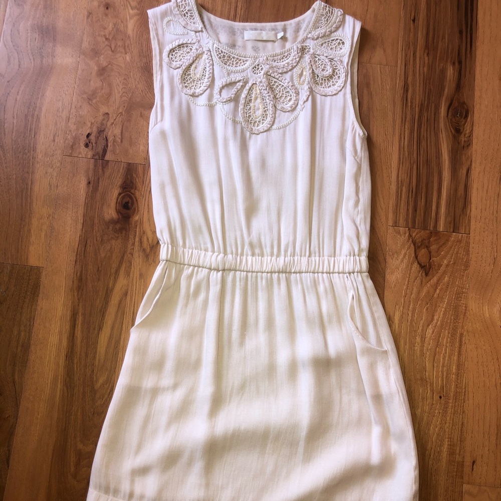 MM Couture tan dress with pockets